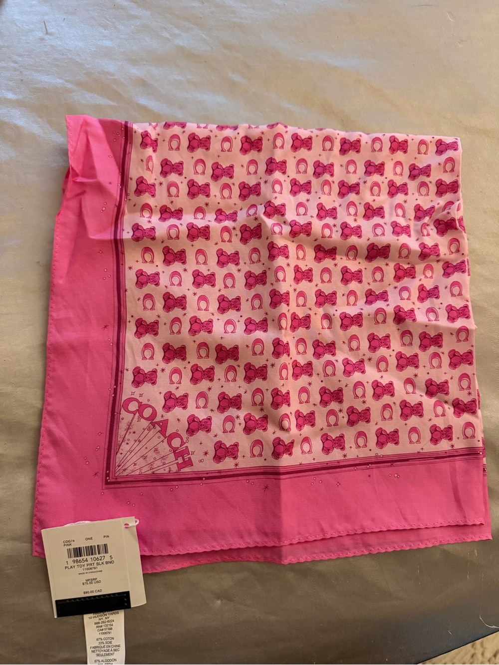 Coach Pink Bear Scarf